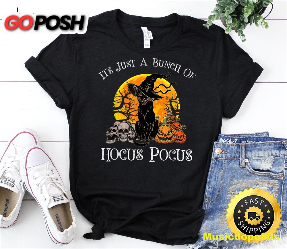 Black Cat Moon Funny Halloween Costume Bunch of Hocus Pocus T-Shirt