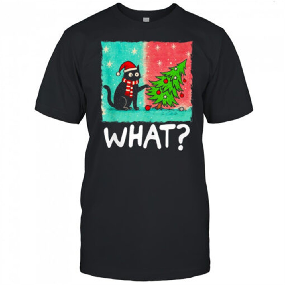black-cat-what-gift-pushing-christmas-tree-shirt-xjd72rtc Black Cat What Gift Pushing Christmas Tree shirt