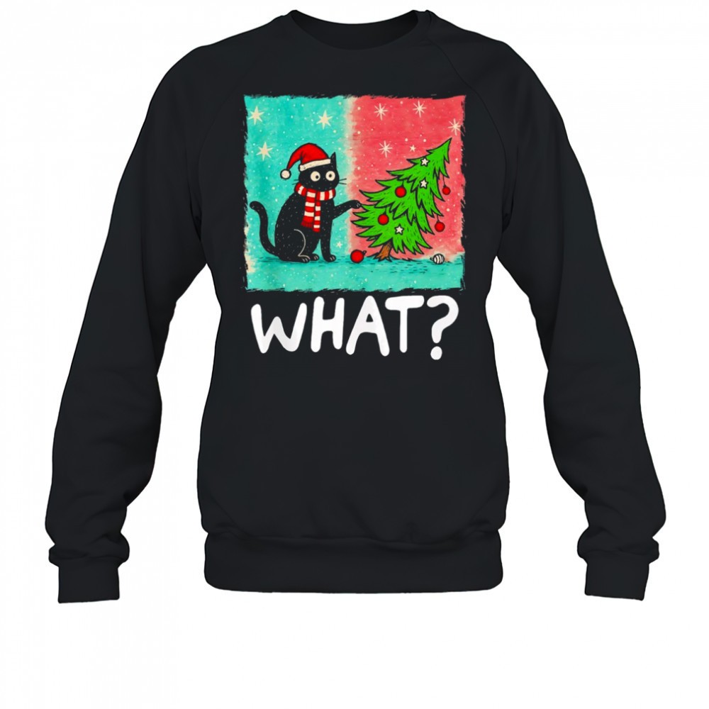 black-cat-what-gift-pushing-christmas-tree-shirt-xjd72rtc Black Cat What Gift Pushing Christmas Tree shirt
