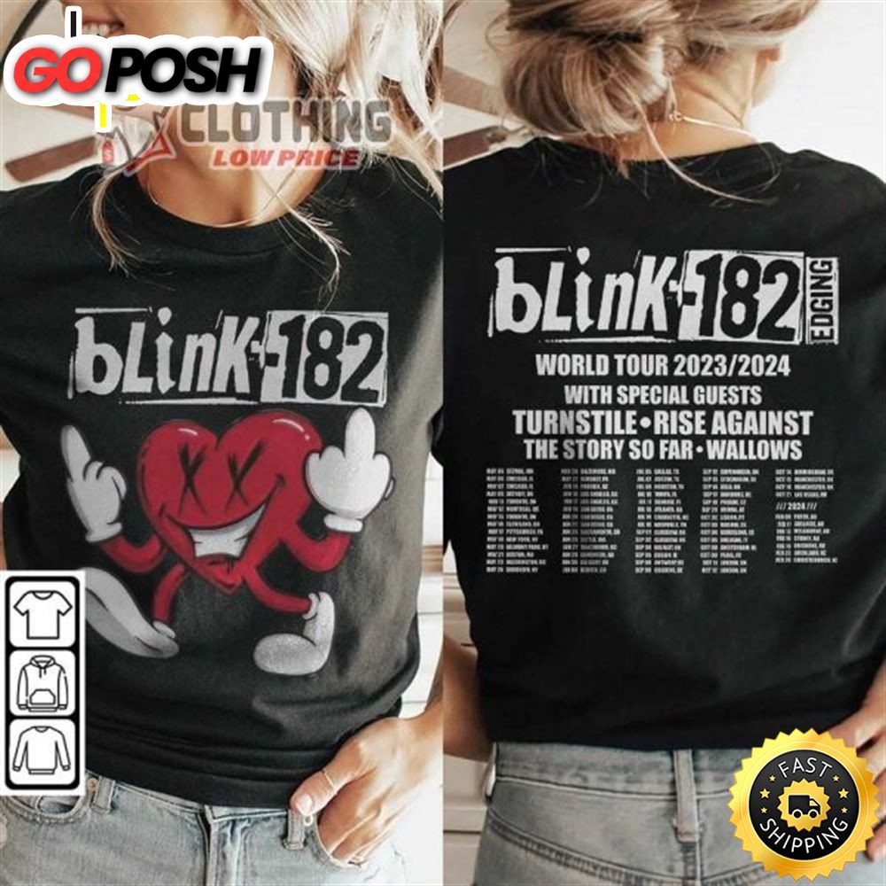 Blink-182 Tour 2023 Concert Merch, Blink-182 Music World Tour 2023-2024 With Special Guests T-Shirt