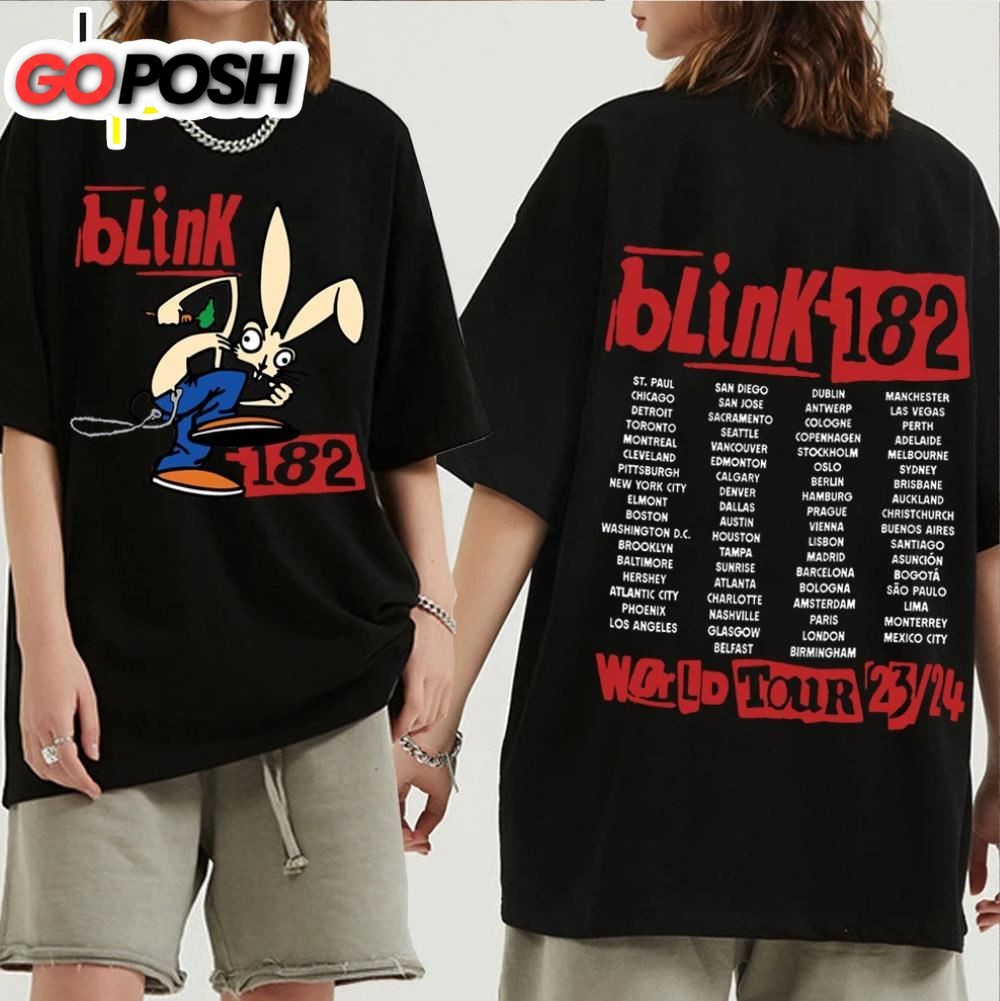 Blink 182 World Tour 2024 T-Shirts Man Woman Harajuku Hip Hop O-Neck Short Sleeve Shirts
