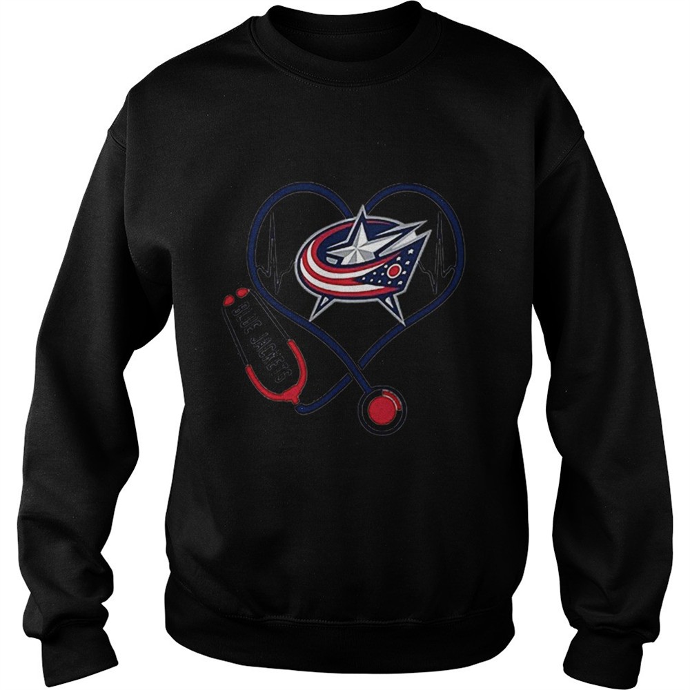 Blue Jackets heart Nurse stethoscope shirt