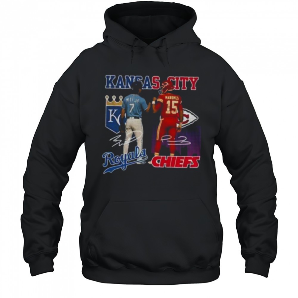 Bobby Witt Jr. Kansas City Royals x Patrick Mahomes Kansas City Chiefs signature sports shirt