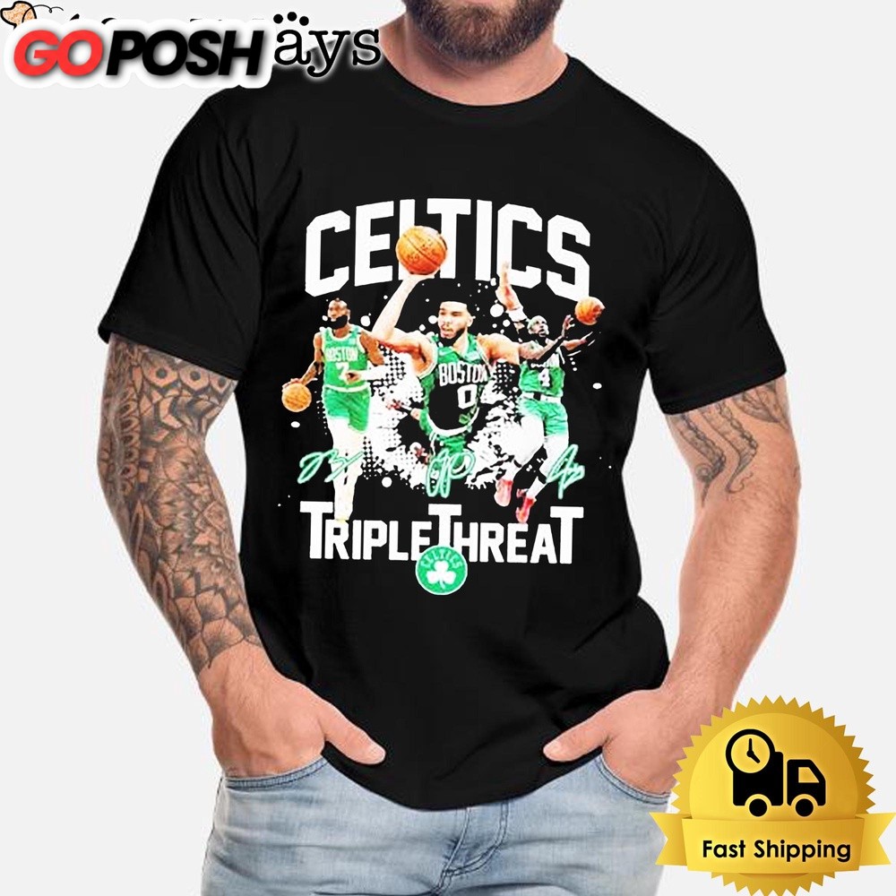 Boston Celtics Jrue Holiday Jayson Tatum Jaylen Brown The Triple Threat T-Shirt