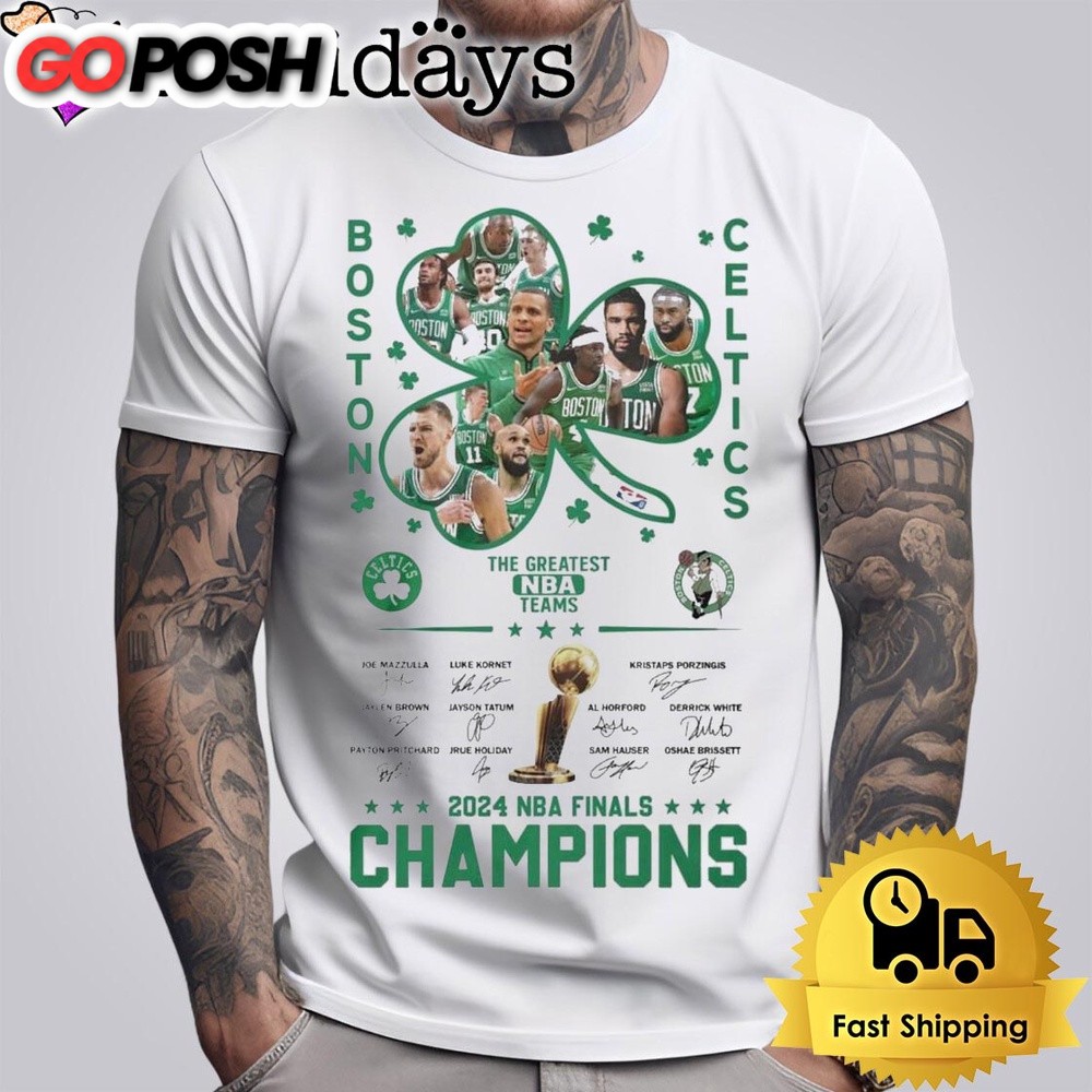 Boston Celtics The Greatest NBA Teams 2024 NBA Finals Champions Signatures Unisex T-Shirt