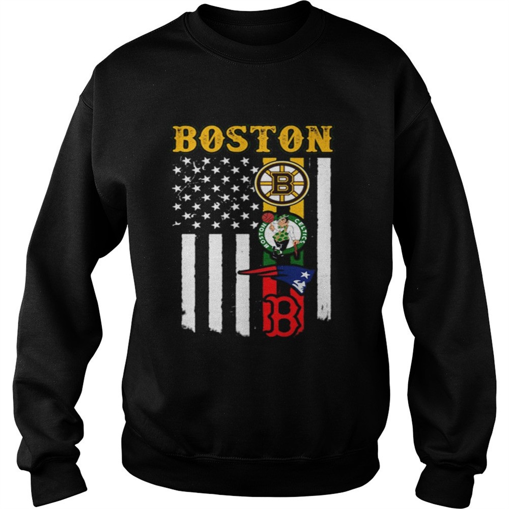 Boston New England Patriots Boston Celtics Bruins American Flag shirt