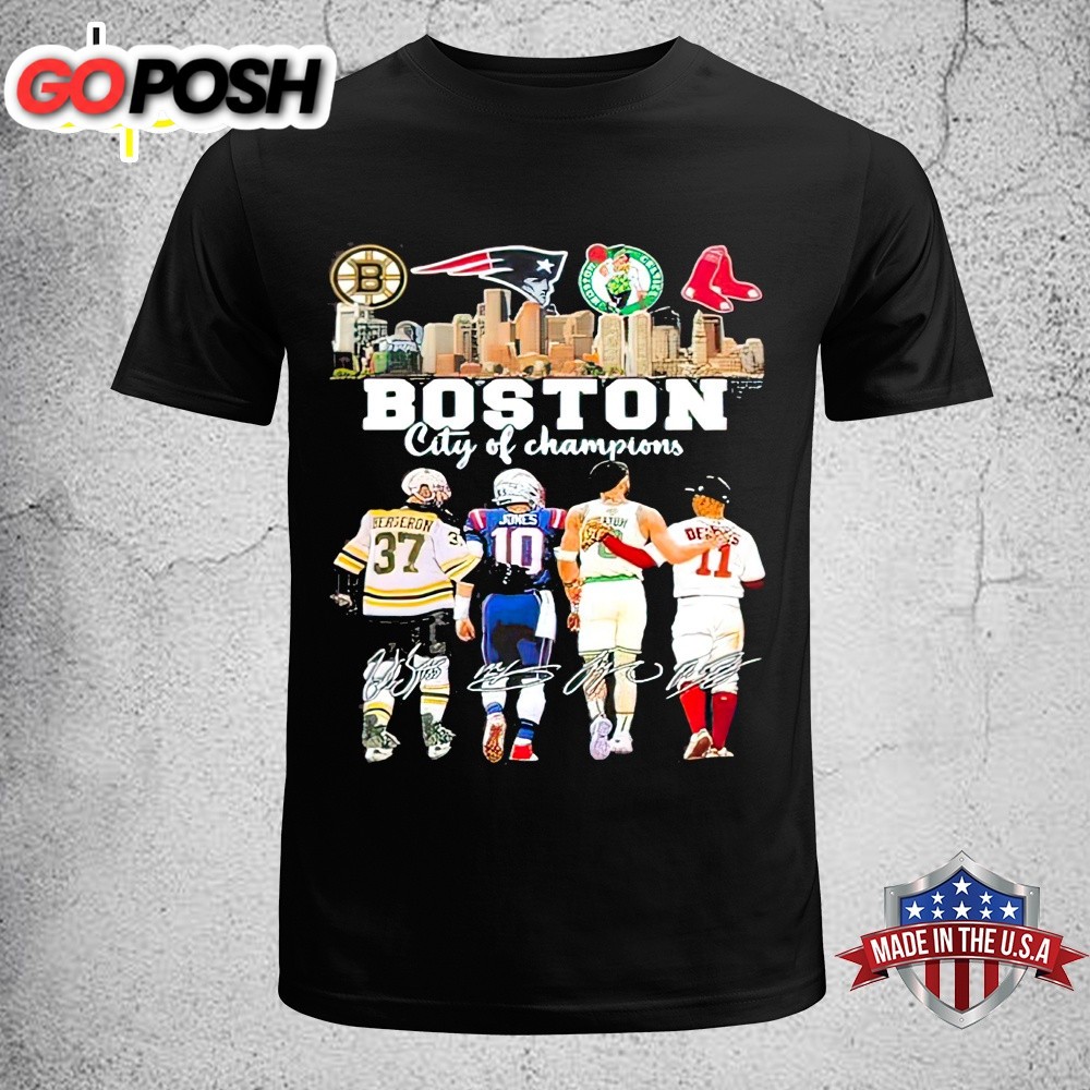 Boston Sports Teams City Of Champions Bergeron Jones Tatum And Devers Unisex T-Shirt