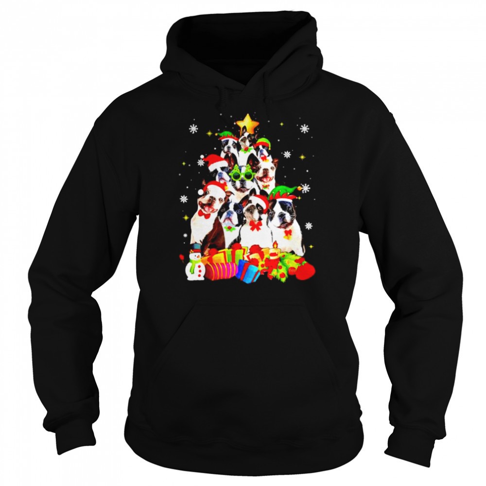 Boston Terrier Christmas tree shirt