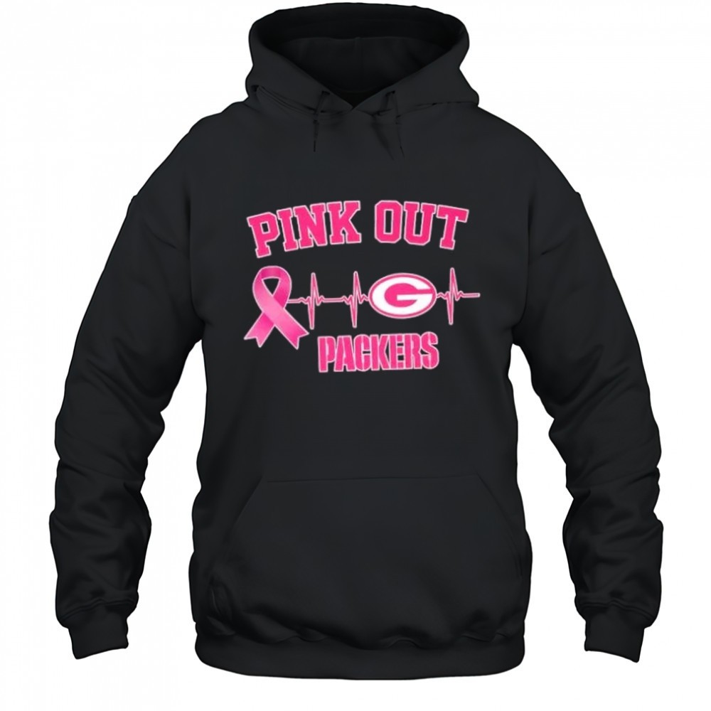 Breast Cancer Awareness Heartbeat Pink Out Green Bay Packers shirt