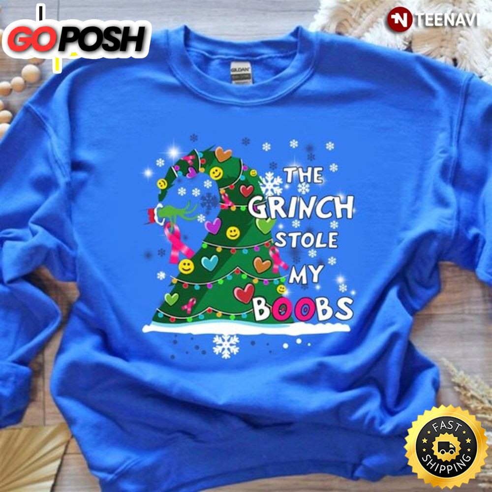 Breast Cancer Christmas Sweatshirt, The Grinch Stole My Boobs