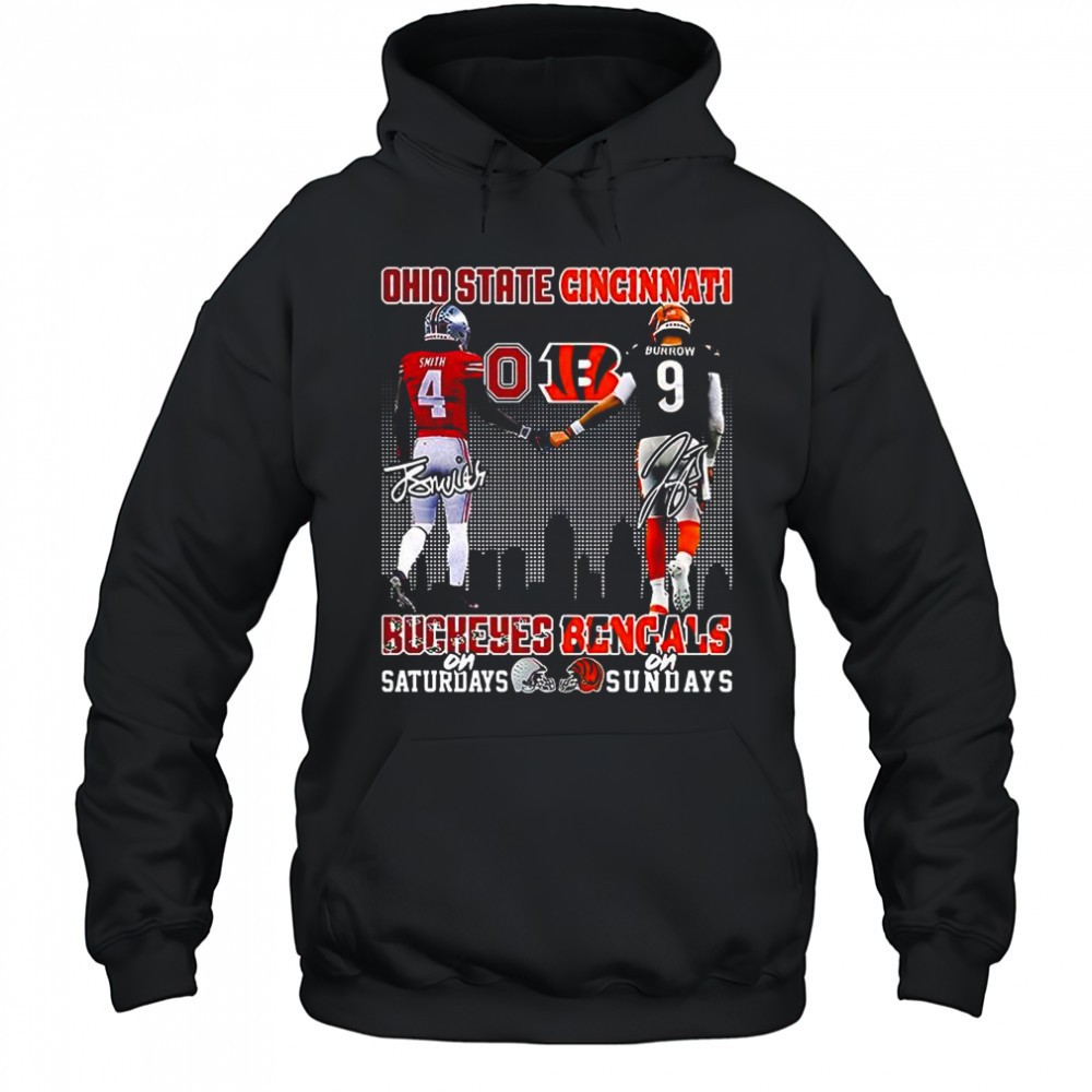 Brian Smith Ohio State Buckeyes on saturdays and Joe Burrow Cincinnati Bengals on sundays signature shirt