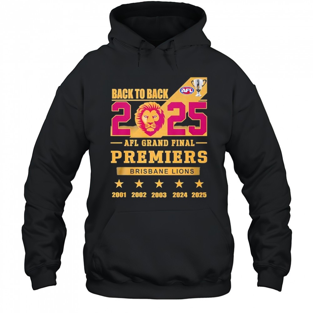 Brisbane Lions back to back AFL Grand Final Premiers 2025 logo shirt