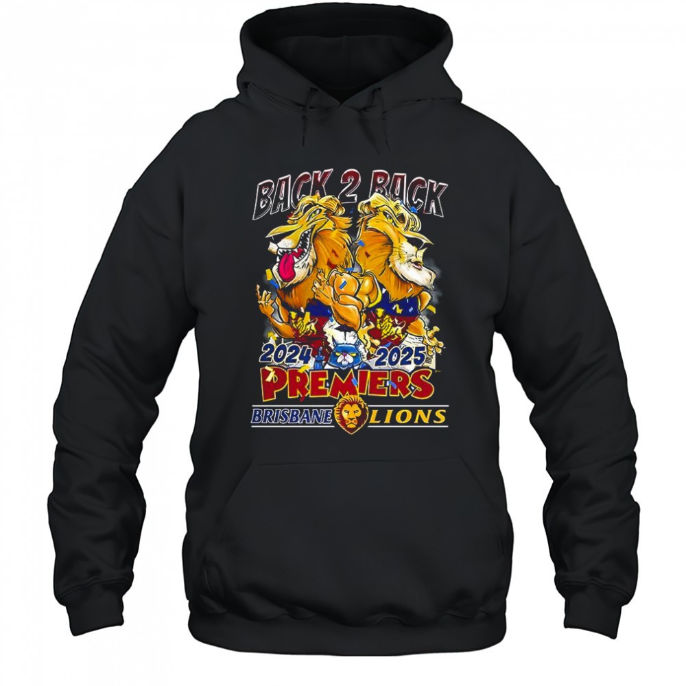 Brisbane Lions soccer 2025 Premiers back to back masccot shirt