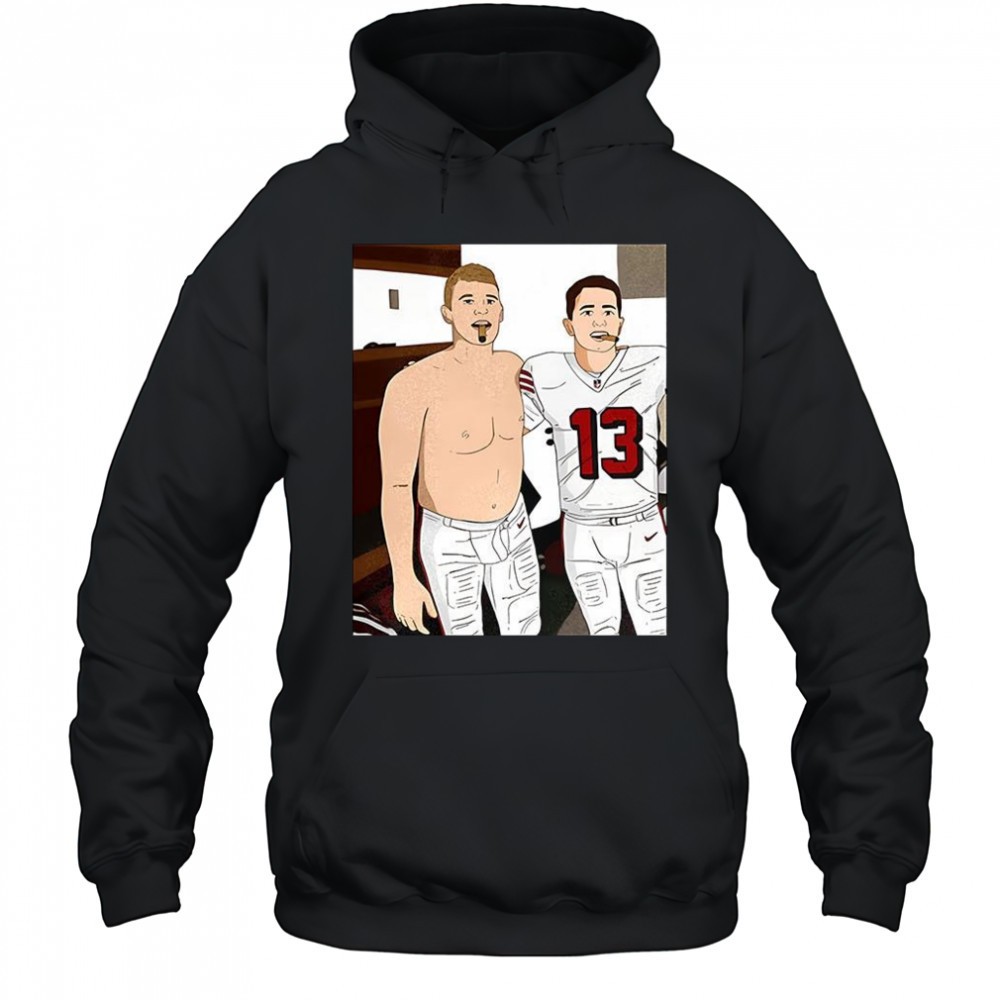 Brock Purdy and Mac Jones San Francisco 49ers football player graphic shirt