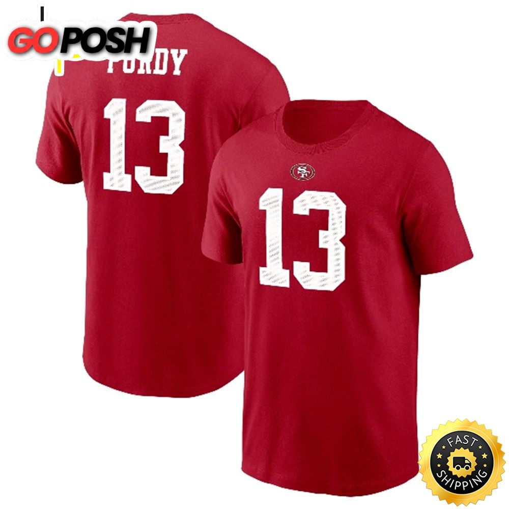 Brock Purdy San Francisco 49ers Player Name & Number Scarlet T-shirt