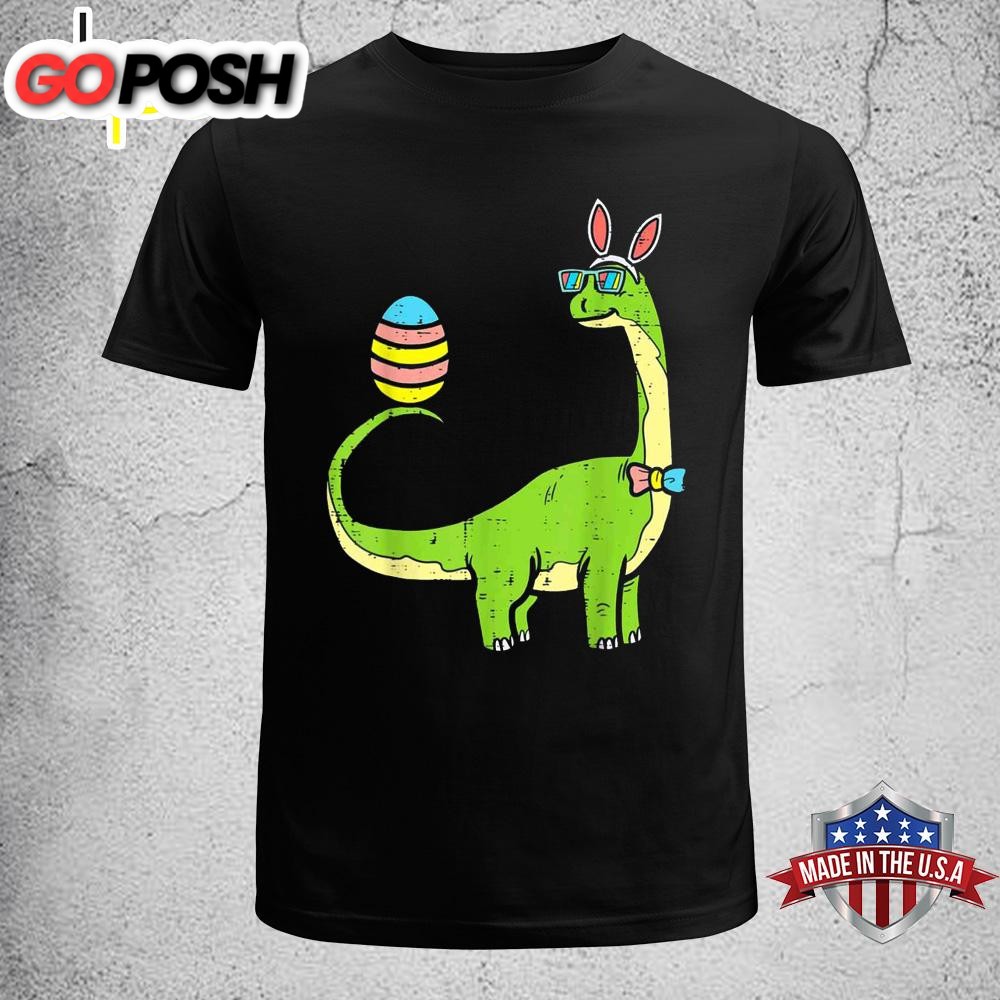 Brontosaurus Bunny Ears Egg Easter Day Dinosaur Dino Boys Easter Shirt