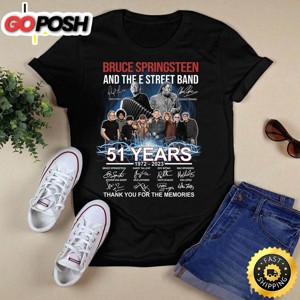 Bruce Springsteen And The E Street Band 51 Years 1972 2025 Signatures Unisex Shirt