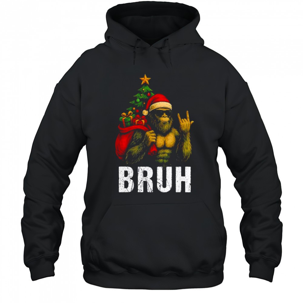 Bruh Bigfoot Christmas Funny Christmas Tree Xmas Sasquatch shirt