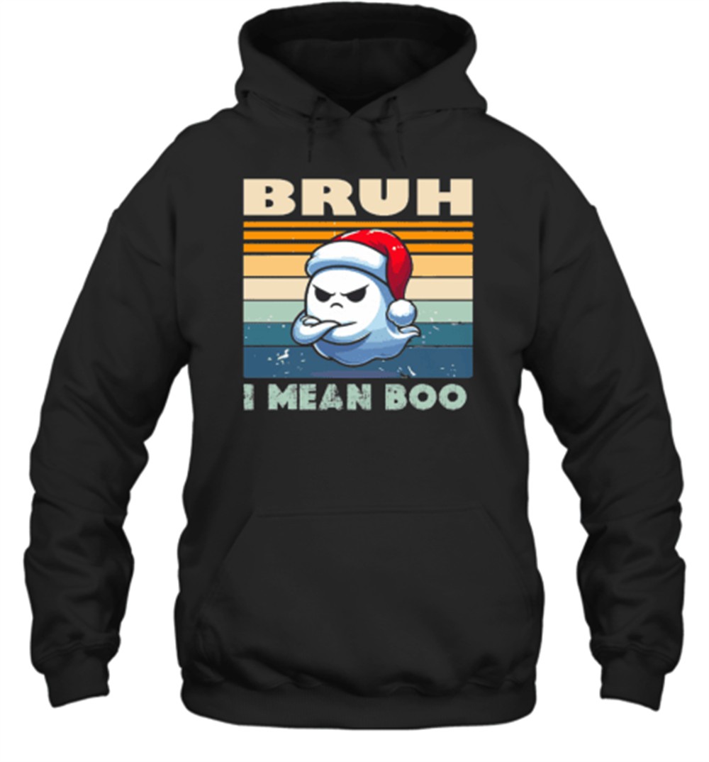 Bruh I Mean Boo Funny Santa Ghost Halloween Christmas T-Shirt