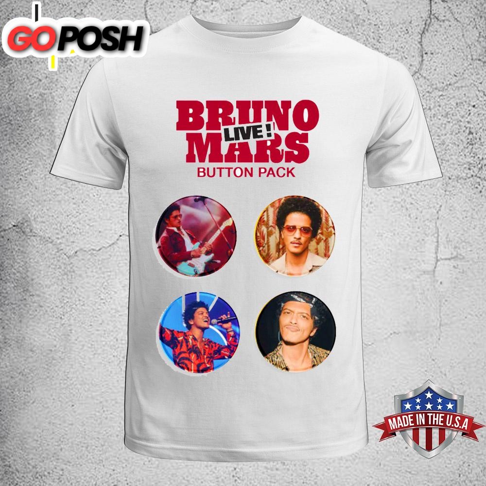 Bruno Mars Live! Button Pack 2025 Unisex T-Shirt