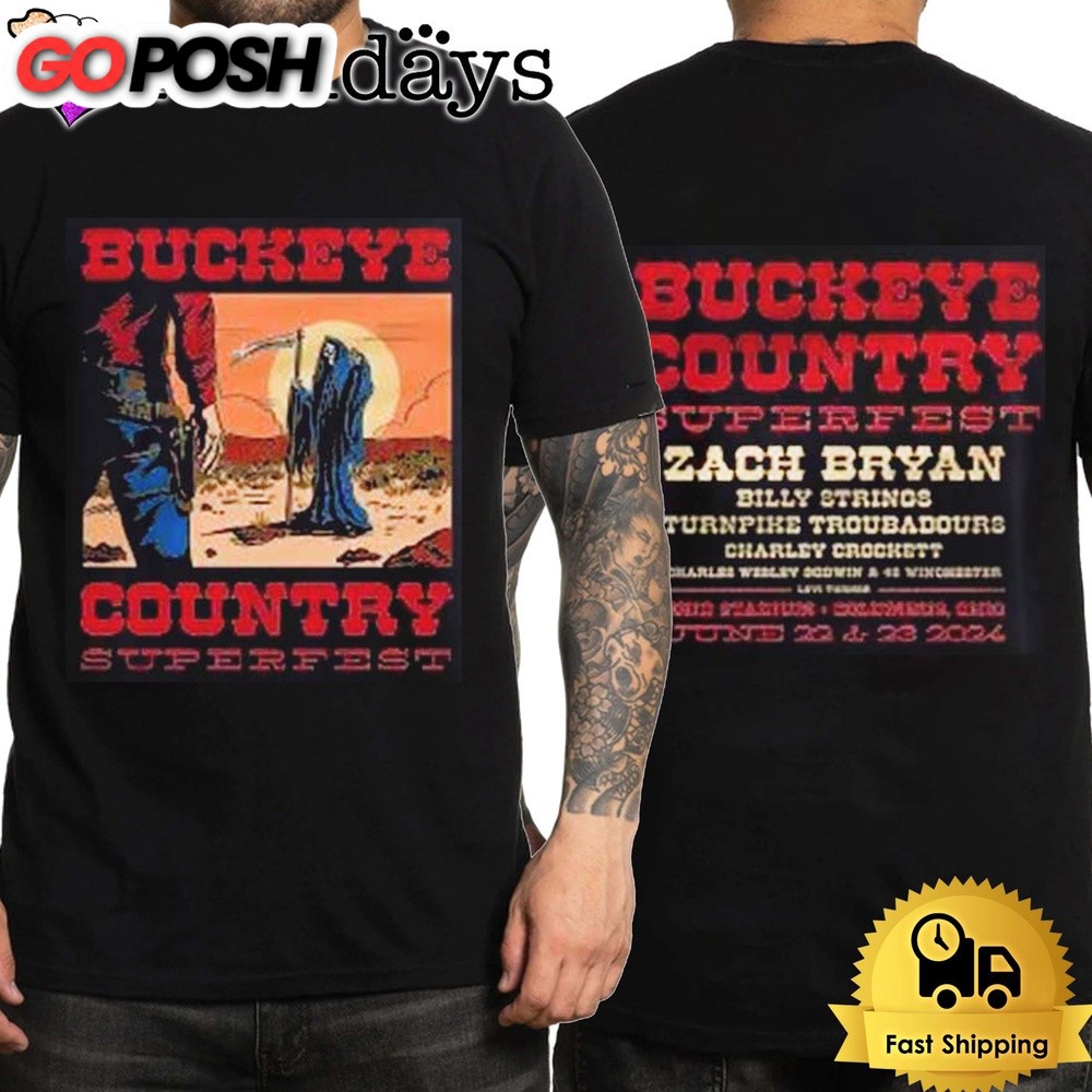 Buckeye Country Superfest 2024 In Columbus Ohio Merch Cowboy Dual Death Unisex T-Shirt