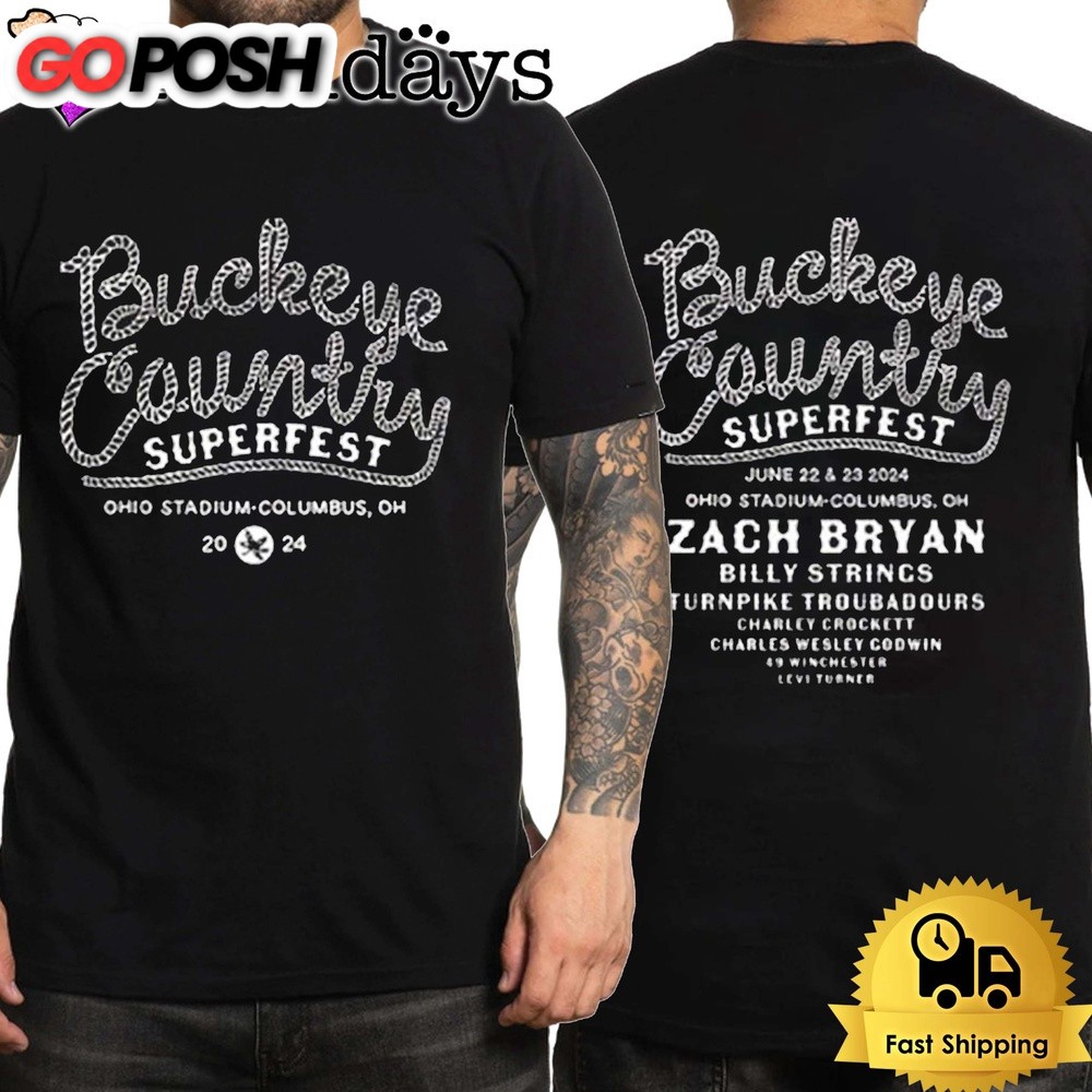 Buckeye Country Superfest 2024 In Columbus Ohio Zach Bryan Tour Unisex T-Shirt