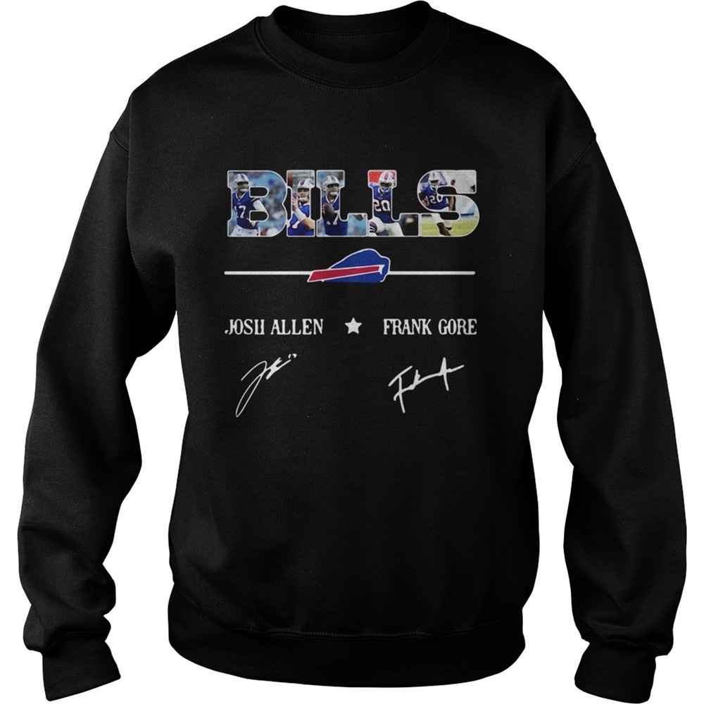 Buffalo Bills Josh Allen Frank Gore signatures shirt