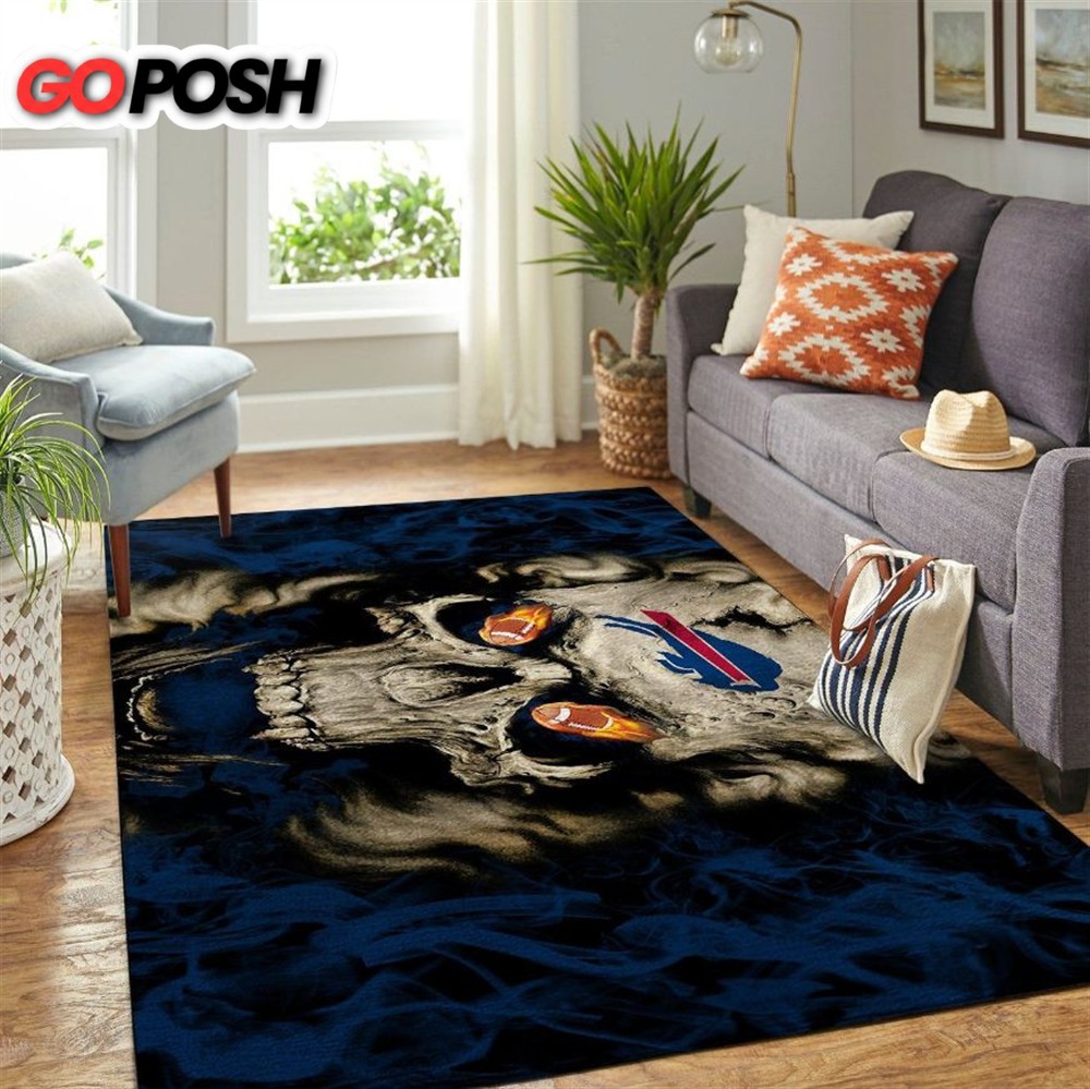 Buffalo Bills Nfl Team Logo Skull Style Area Rug