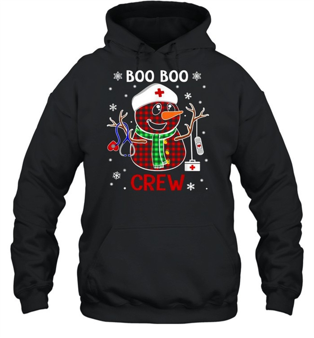 Buffalo Plaid Snowman Nurse Boo Boo Crew Christmas shirt