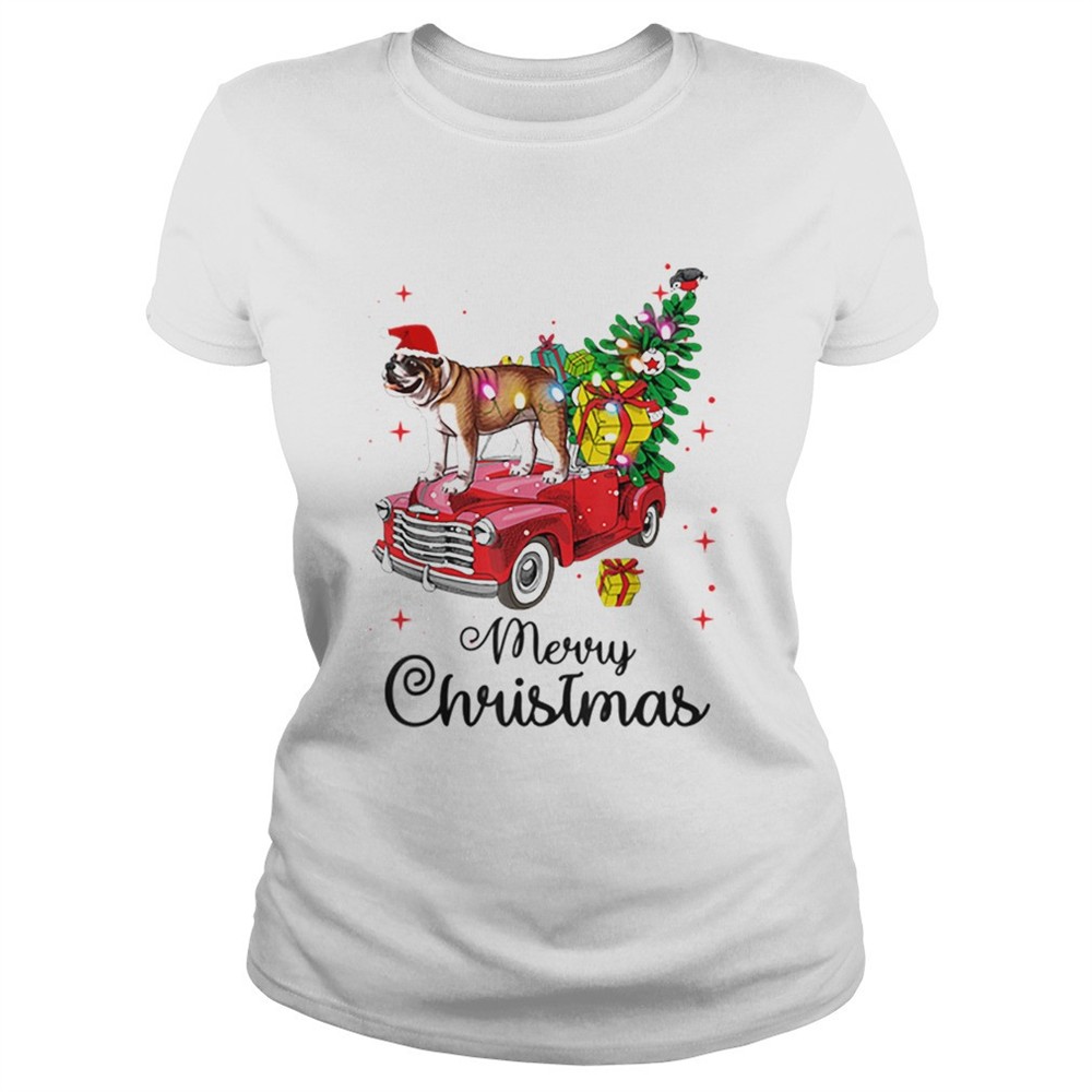 bulldog-rides-red-truck-christmas-pajama-shirt-h87w3qon Bulldog Rides Red Truck Christmas Pajama shirt