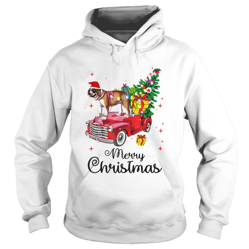 bulldog-rides-red-truck-christmas-pajama-shirt-h87w3qon Bulldog Rides Red Truck Christmas Pajama shirt