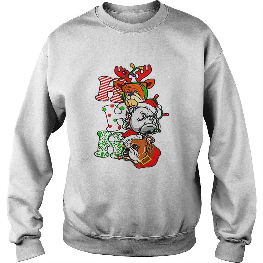 Bulldog Santa Ho Ho Ho Christmas shirt