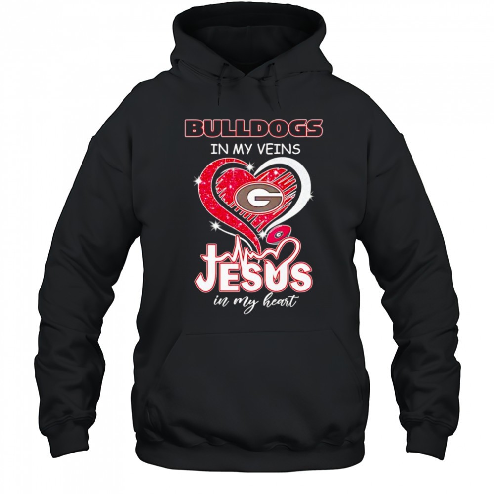 Bulldogs in my veins Jesus in my heart diamond shirt