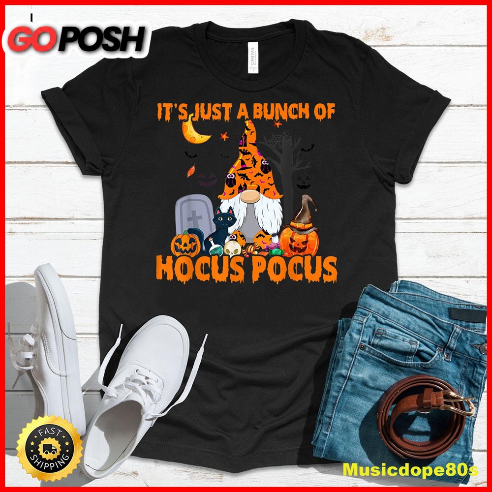 Bunch of Hocus Pocus Pumpkin Gnome Bats Scary Cat T-Shirt