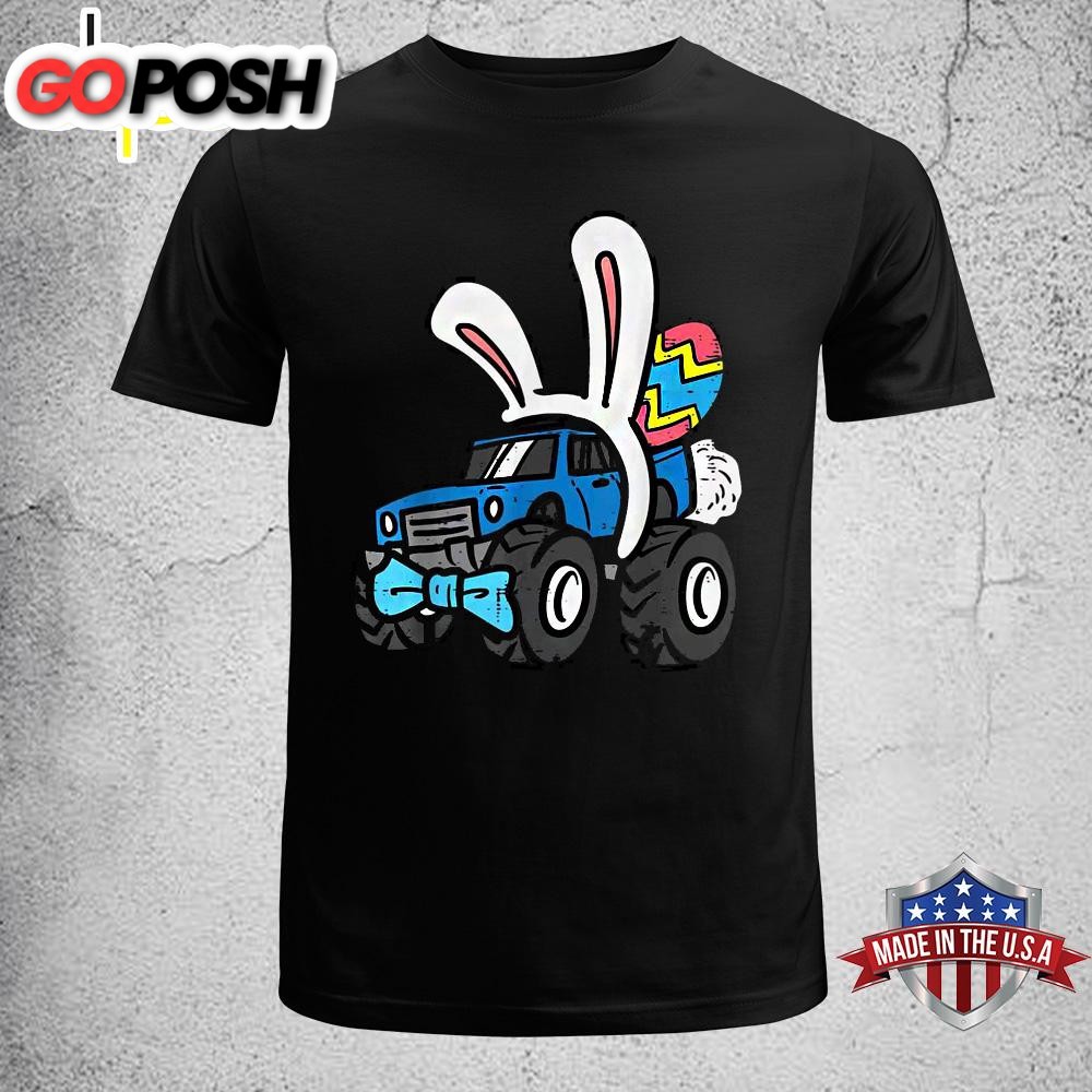 Bunny Monster Truck Bow Tie Cute Easter Boys Kids Toddlers Kids Easter Shirt