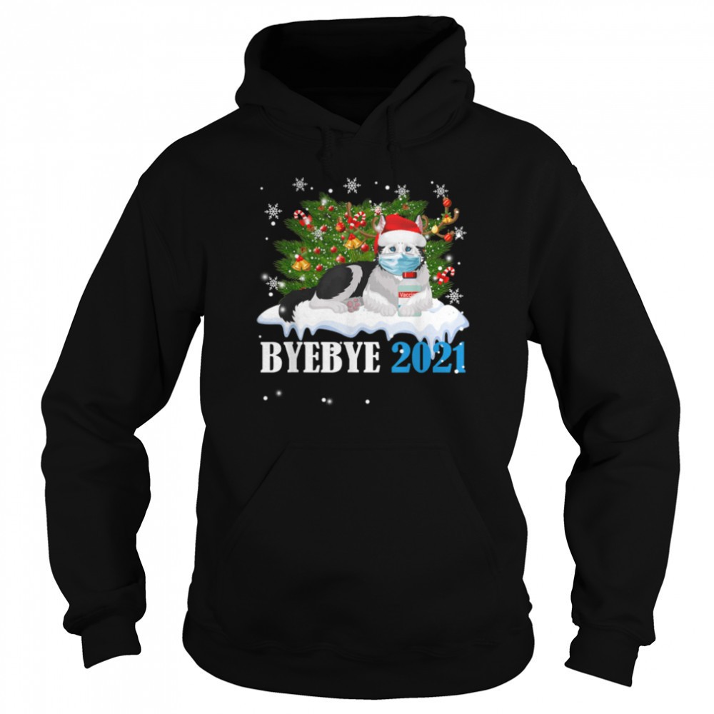 Bye Bye 2025 Alaska Malamute Wear Mask Christmas Tree T-Shirt B09JZZMZ3Y