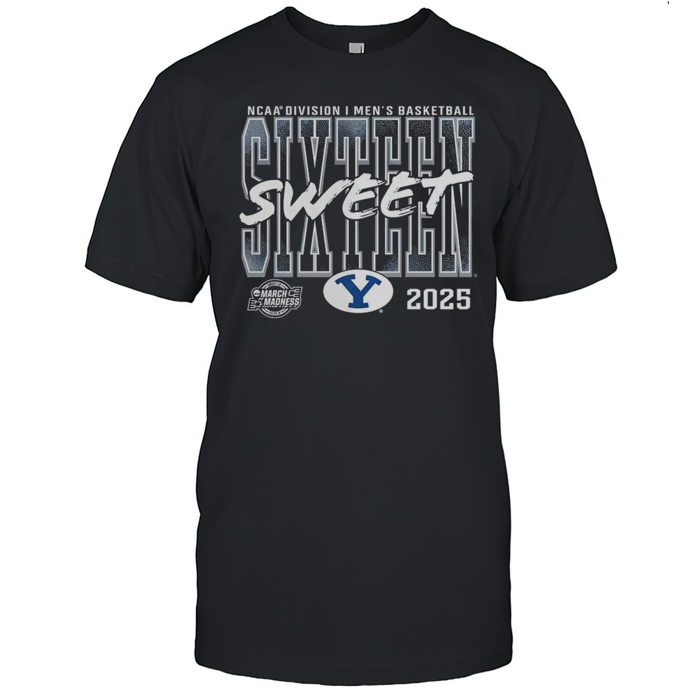 byu-cougars-2025-ncaa-division-i-mens-basketball-tournament-march-madness-sweet-f97azj7q BYU Cougars 2025 NCAA Division I Mens Basketball Tournament March Madness Sweet Sixteen Logos T-shirt