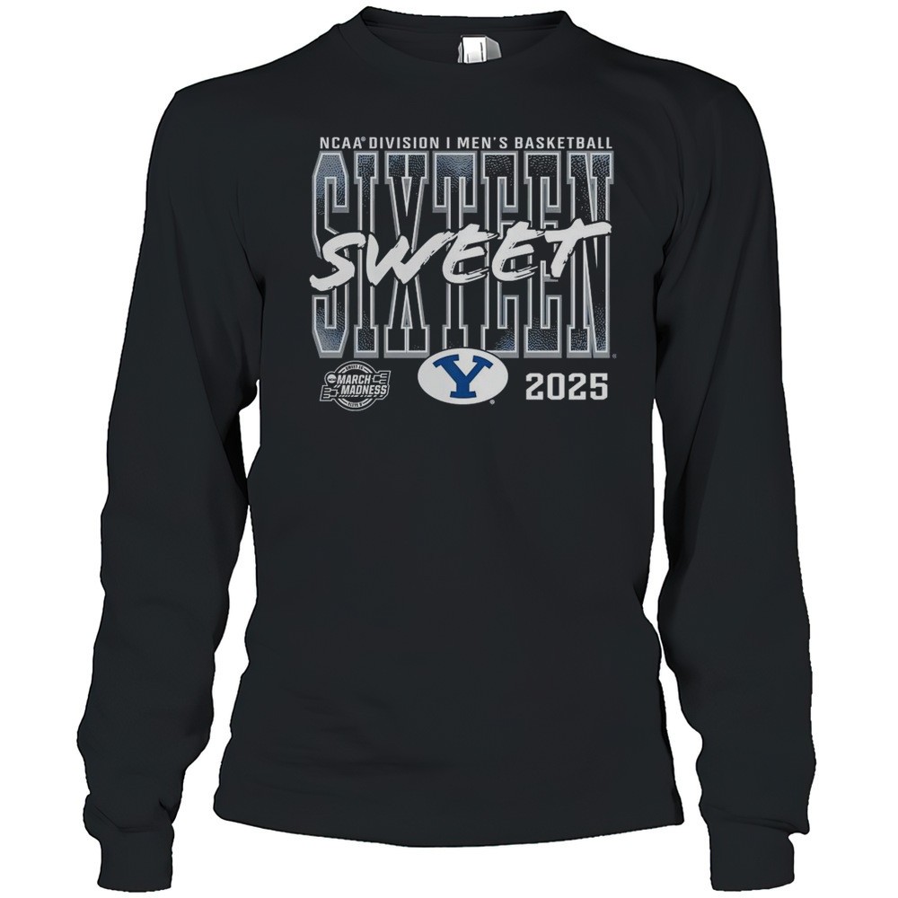 byu-cougars-2025-ncaa-division-i-mens-basketball-tournament-march-madness-sweet-f97azj7q BYU Cougars 2025 NCAA Division I Mens Basketball Tournament March Madness Sweet Sixteen Logos T-shirt