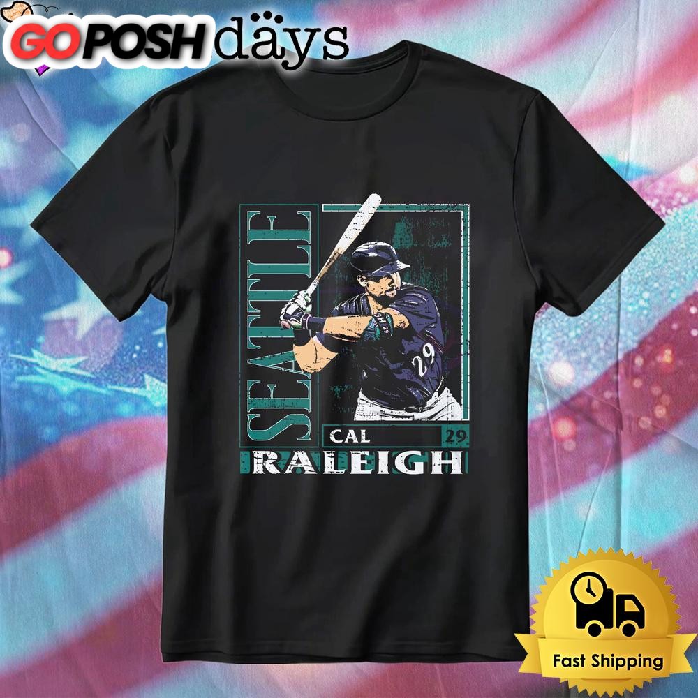 Cal Raleigh Seattle Baseball Card Style Graphic T-Shirt