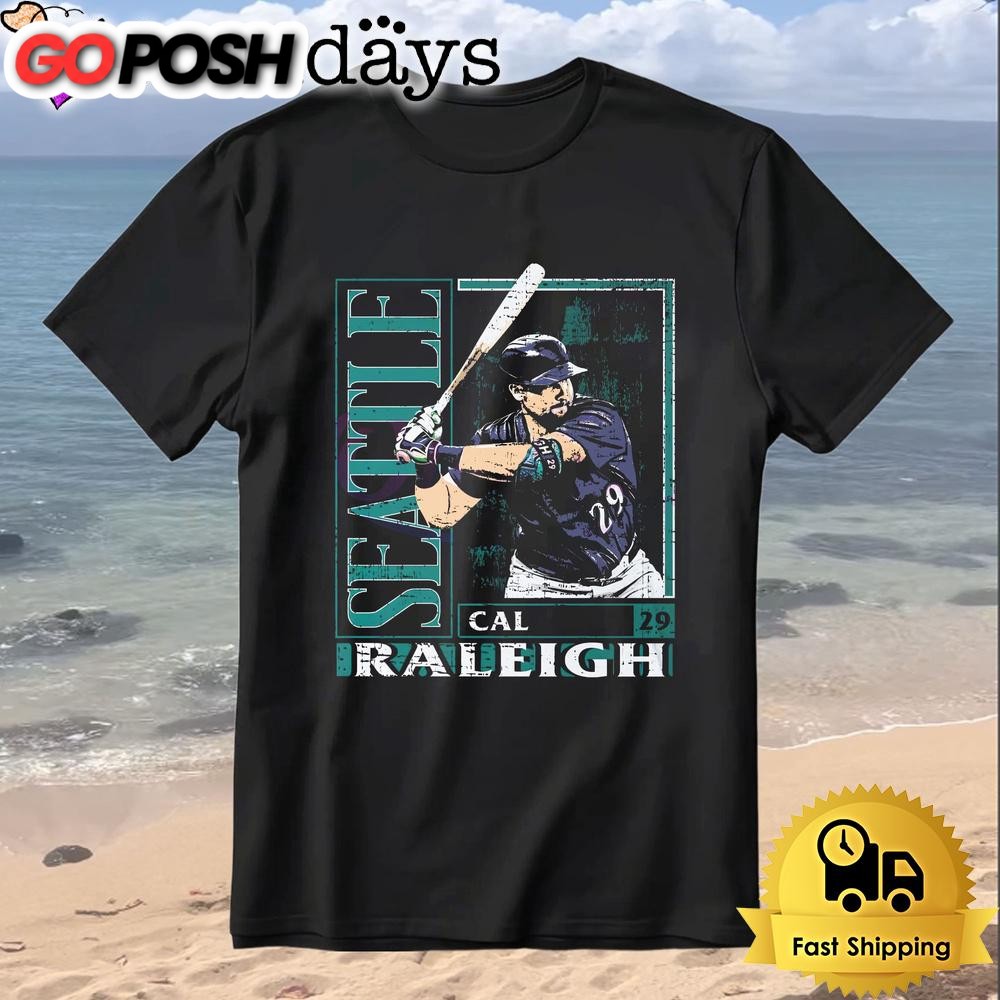 Cal Raleigh Seattle Baseball Card Style T-Shirt