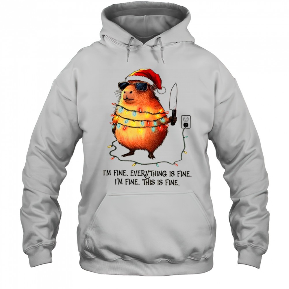 Capybara Im fine everything is fine Im fine this is fine Merry Christmas shirt