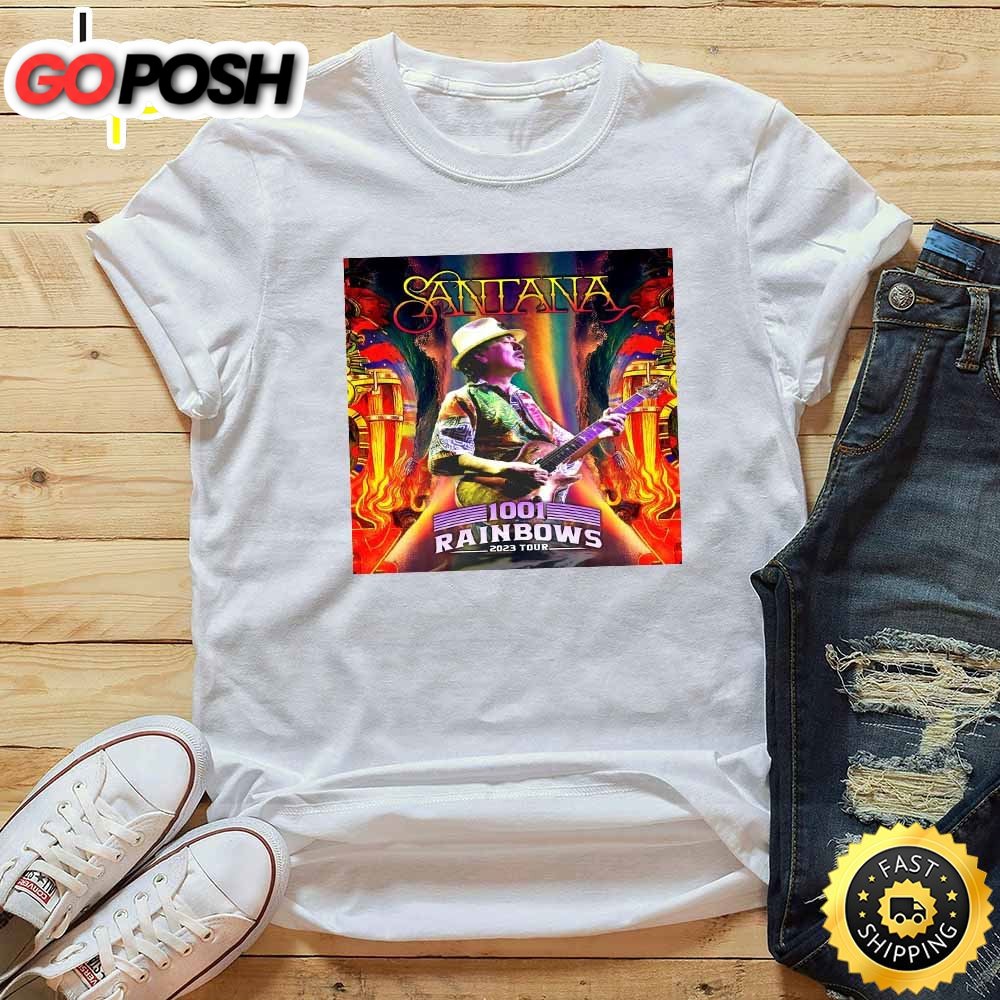 Carlos Santana 1001 Rainbows Las Vegas Tour 2025 White T-Shirt
