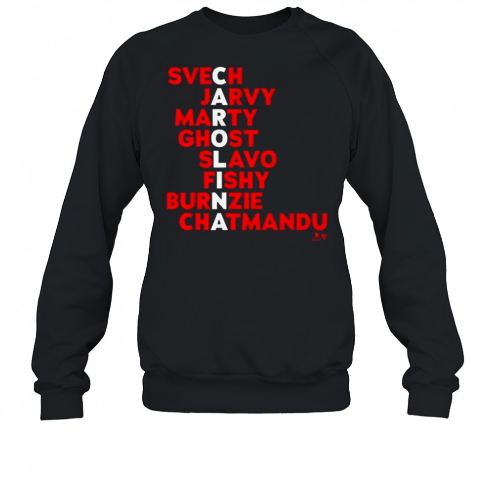 carolina-hockey-names-2025-svech-jarvy-marty-ghost-slavo-fishy-burnzie-chatmandu-8bgu6i4y Carolina Hockey Names 2025 Svech Jarvy Marty Ghost Slavo Fishy Burnzie Chatmandu t-shirt