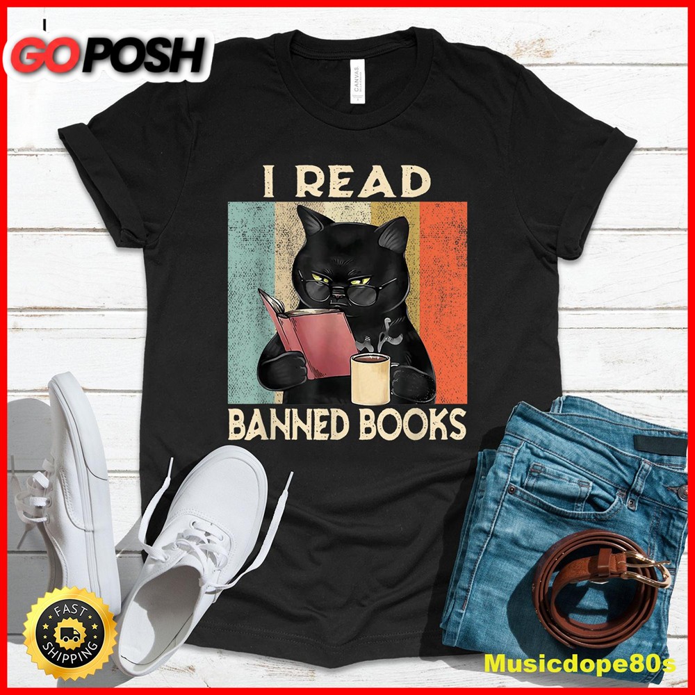 Cat I Read Banned Books Funny Bookworms Reading Book T-Shirt T-Shirt