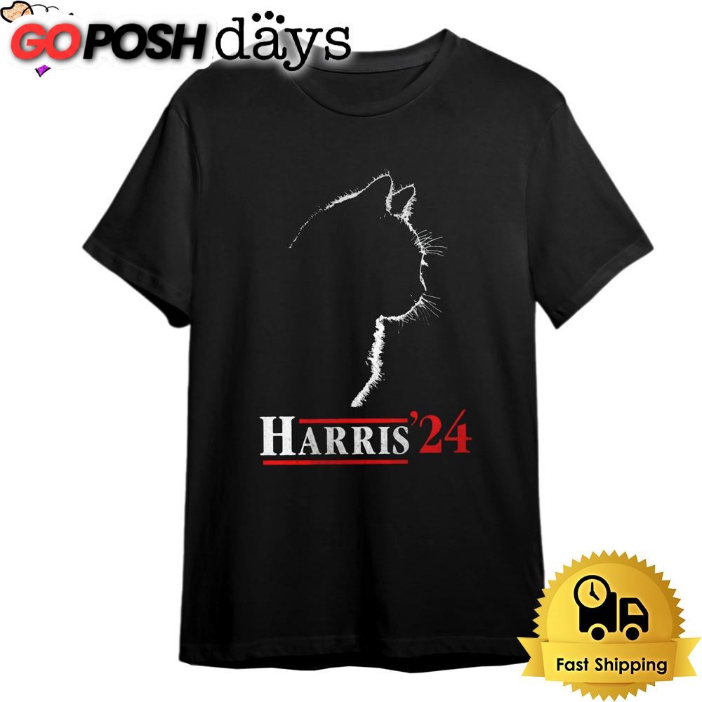 Cat Ladies Harris Funny Cat 2024 President Kamala Harris Dark T Shirt