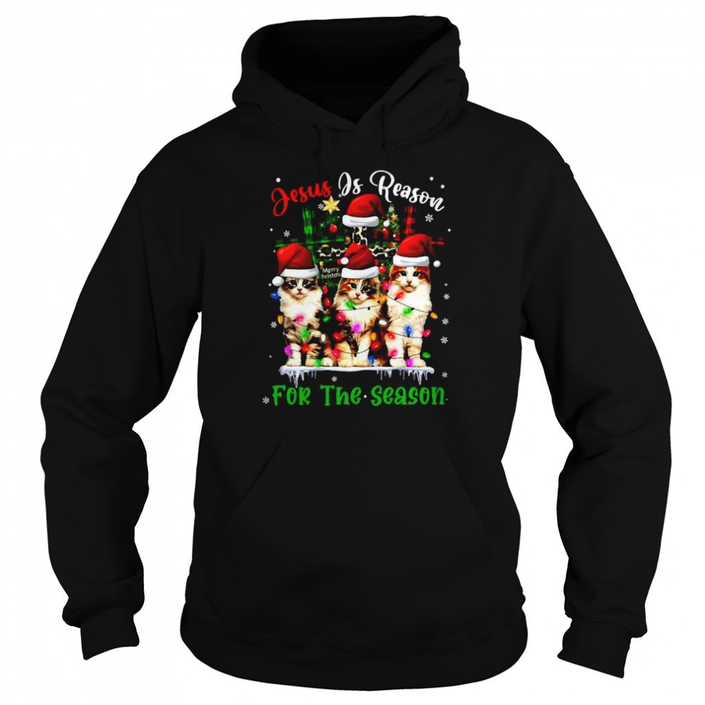 Cats Jesus Is Reason For The Season Christmas Ugly Sweater Shirt