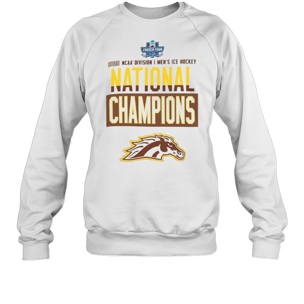 Champion Western Michigan Broncos Grey 2025 National Mens Hockey Champions Locker Room Shirt