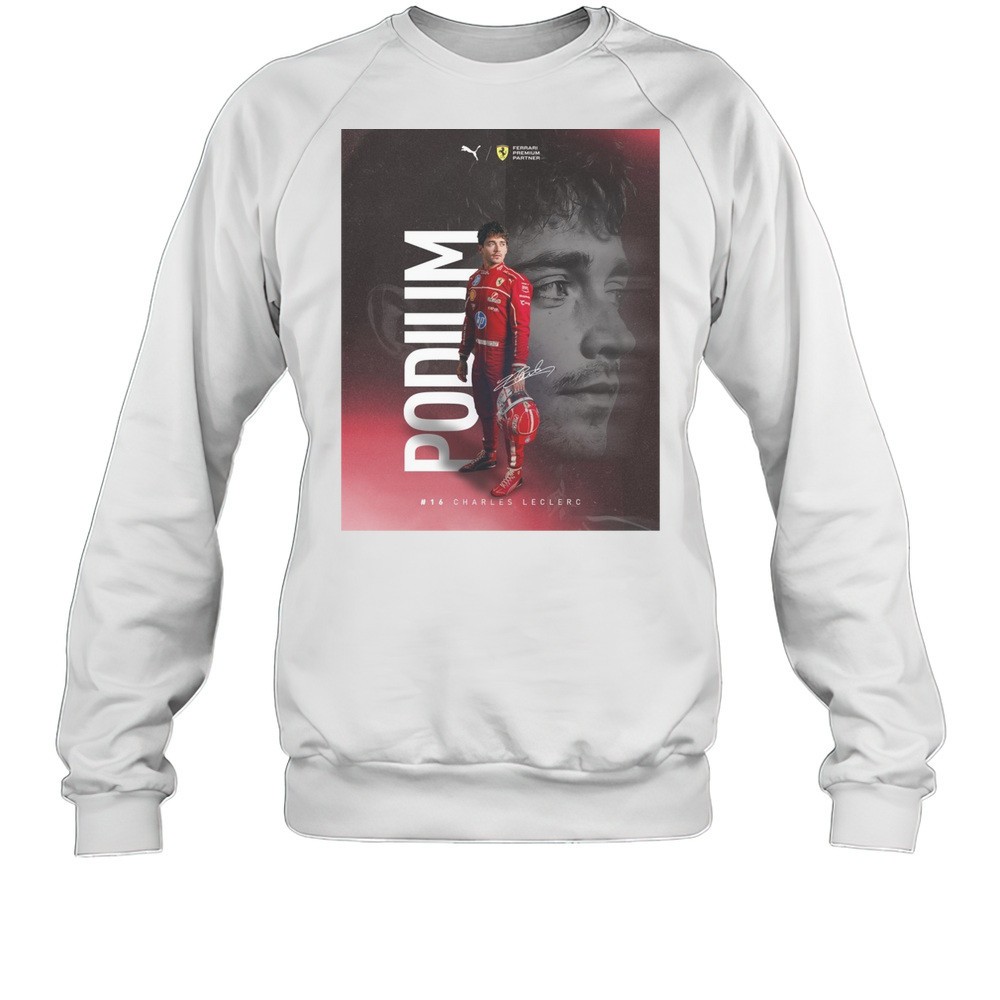 Charles Leclerc First Podium Of The Season Scuderia Ferrari HP Signature Poster T-shirt