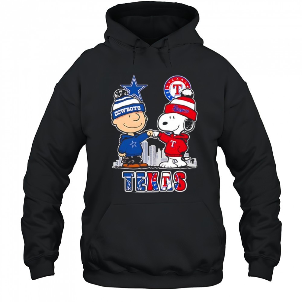 Charlie Brown and Snoopy x Dallas Cowboys and Texas Rangers logo shirt