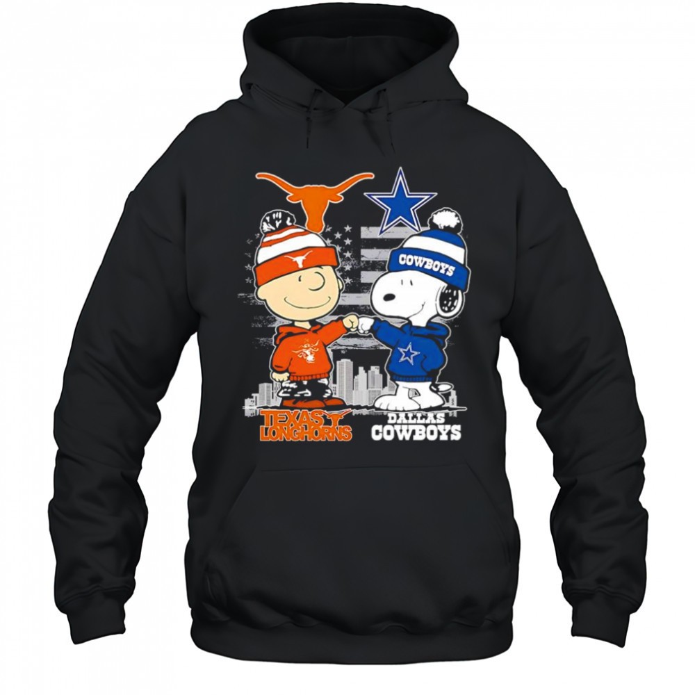 Charlie Brown and Snoopy x Dallas Cowboys Texas Longhorns logo shirt